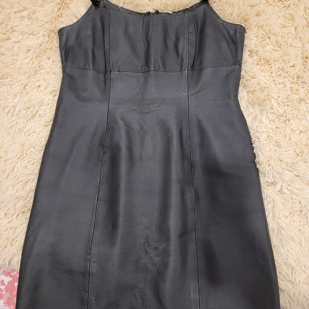 Black LEATHER Sleeveless Dress